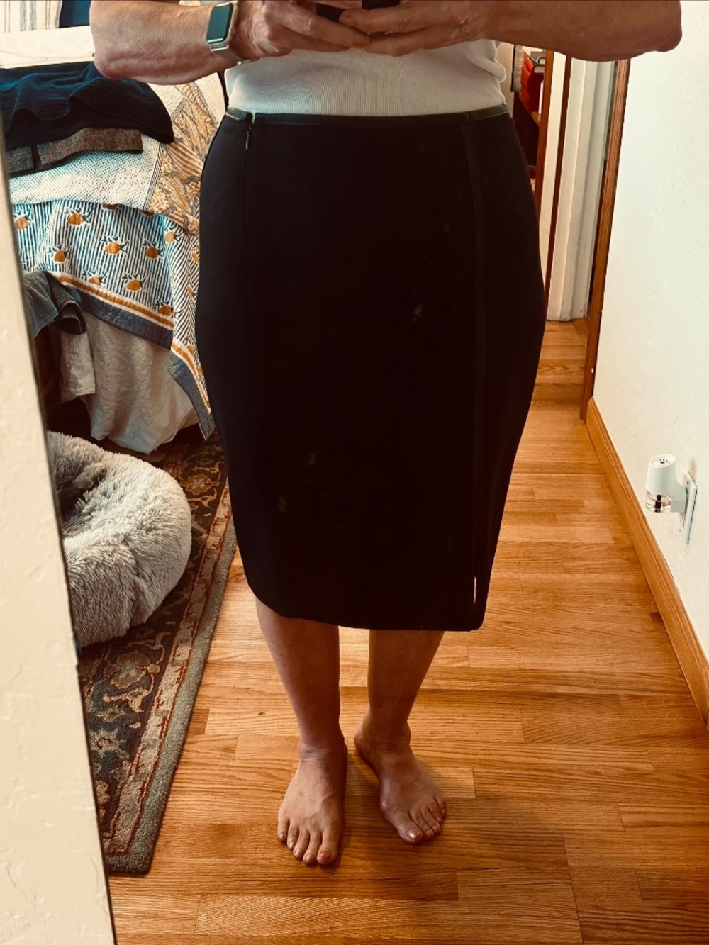 Black Wool and Leather Skirt size 12
